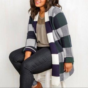 Modcloth Simply Snuggly plaid Cardigan Forest S
